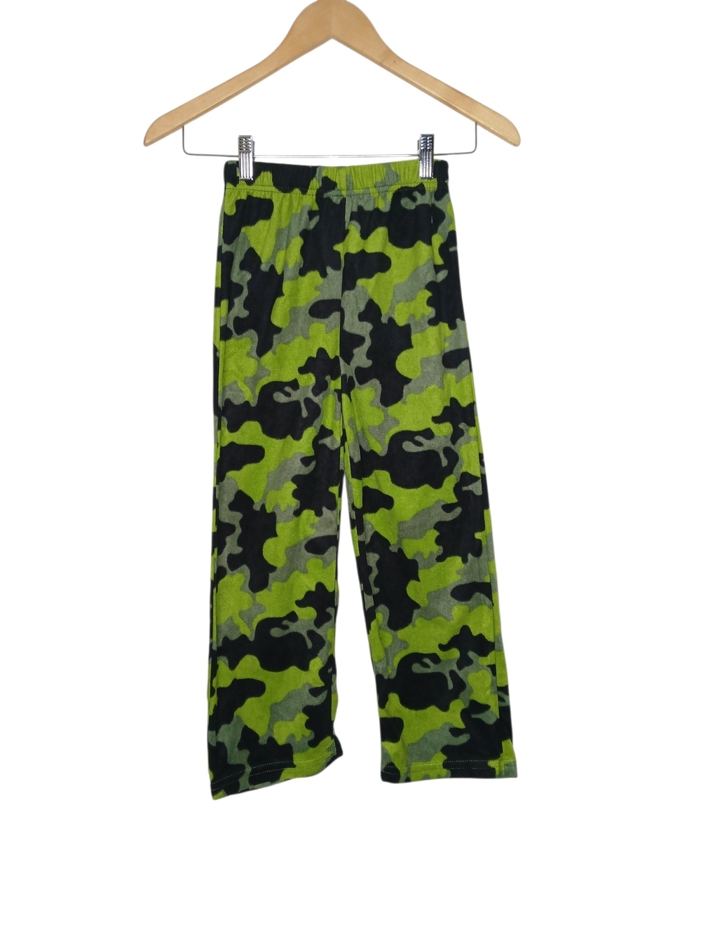 Kids Cozy Green Camo Pajama Pants Elastic Waist